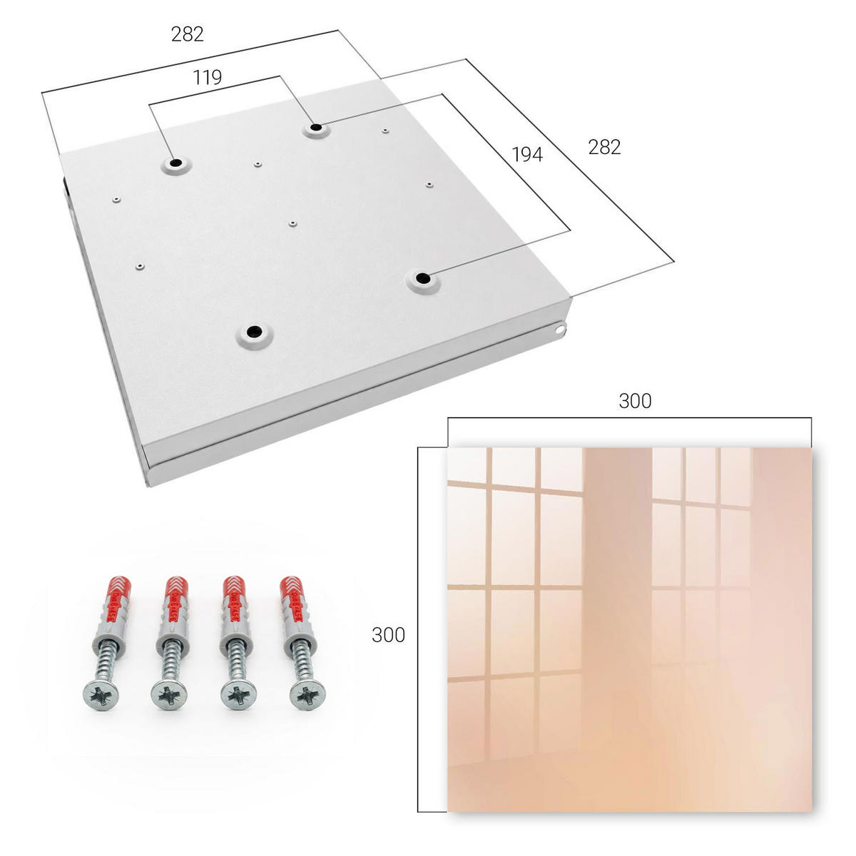 SCHLÜSSELBOX Weiß 30x30 cm – Türöffnung nach rechts - Pastellfarbene Stimmung - Beige, Metall (30/30/5cm) - TULUP