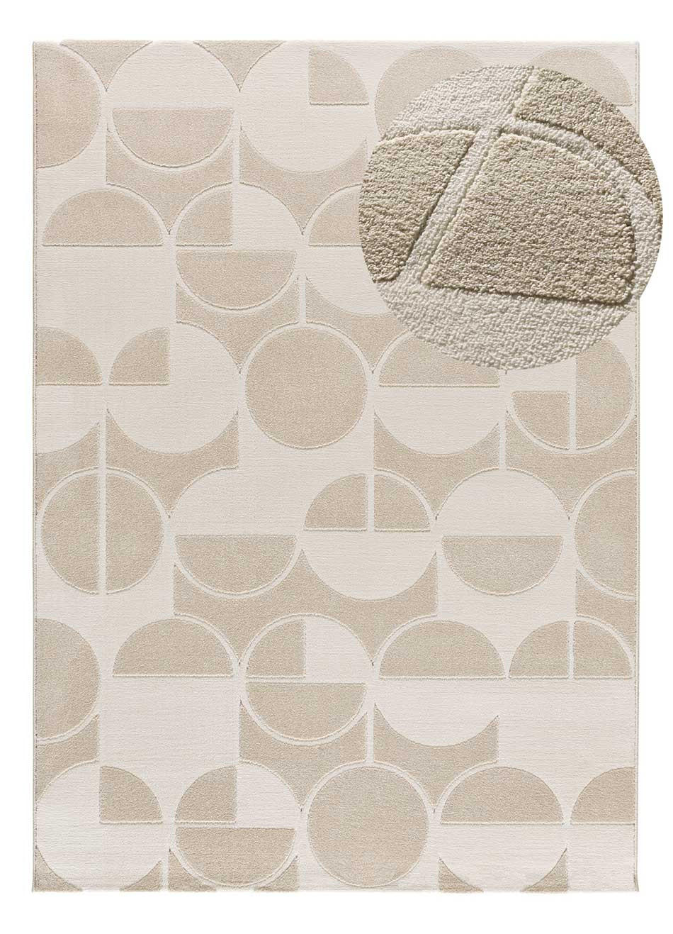 Atticgo Webteppich Beige, Weiß 133x190 cm