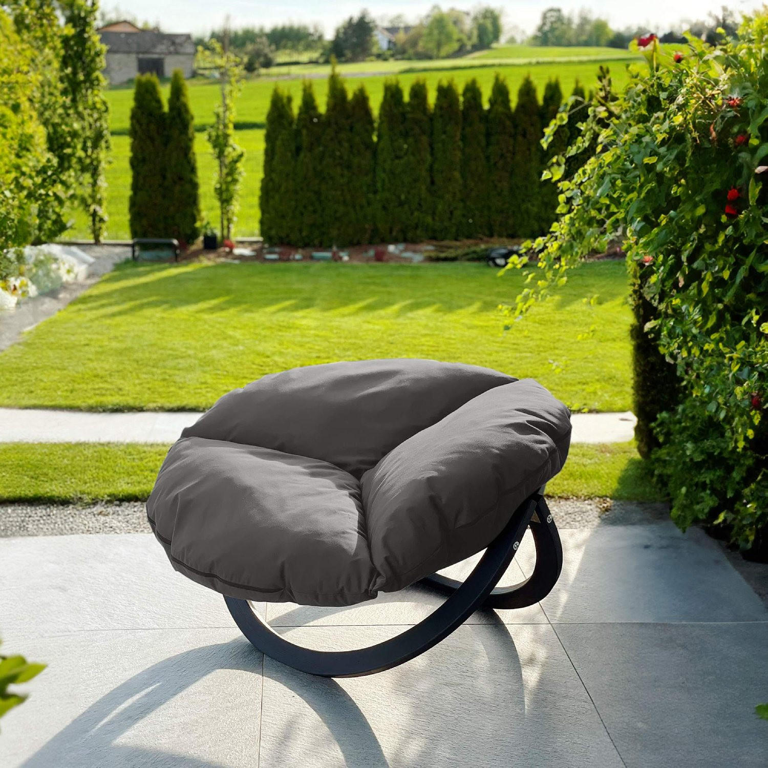 GARTENSESSEL GEKKO ,Dunkelgrau|Anthrazit - Dunkelgrau/Anthrazit, Holz/Textil (119/65/100cm) - KONSIMO®