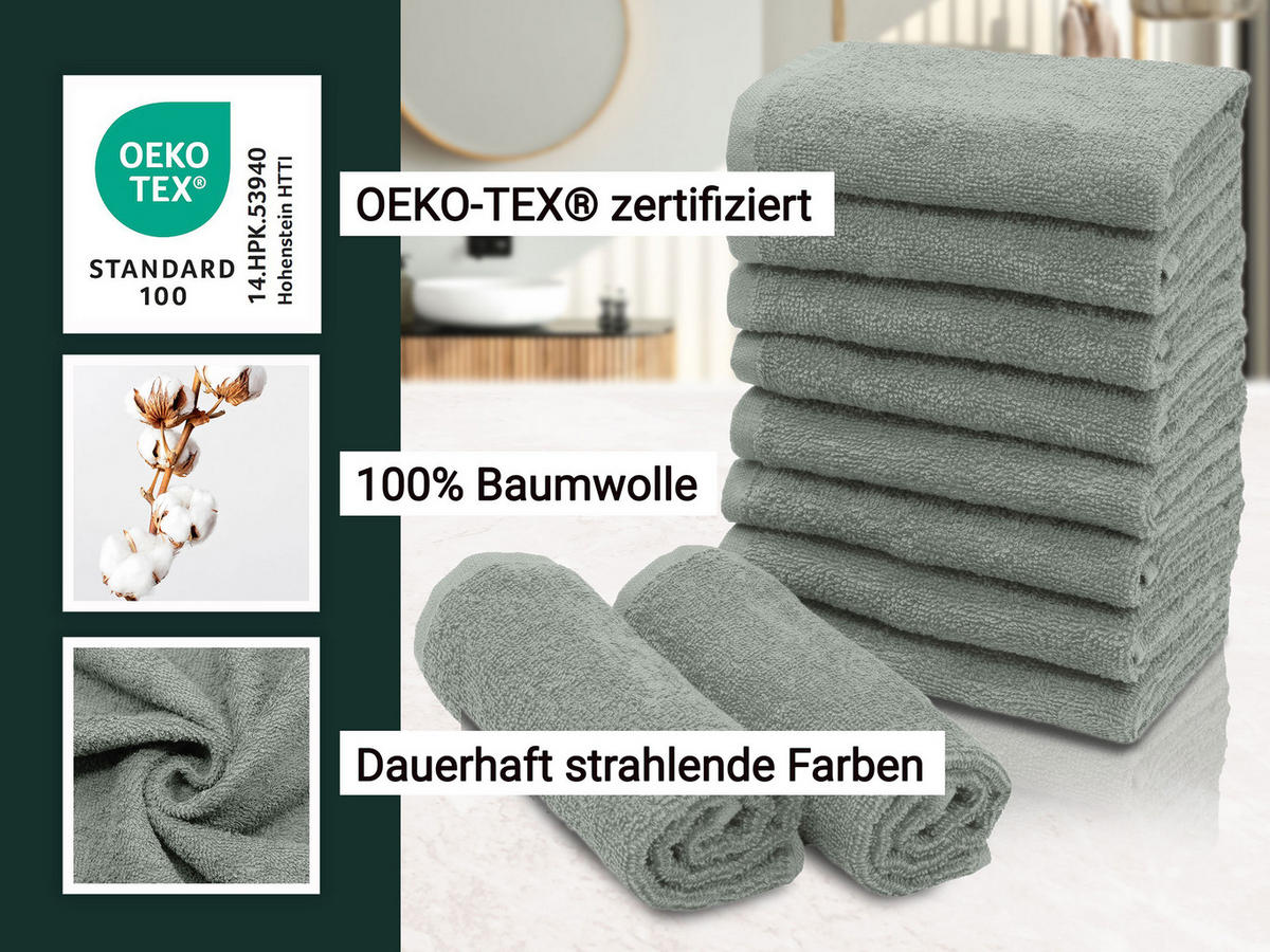 SEIFTÜCHER, 10er-Set, 30x30 cm, 100% Baumwolle, Grau - Hellgrau, Textil (30/30cm) - Zollner