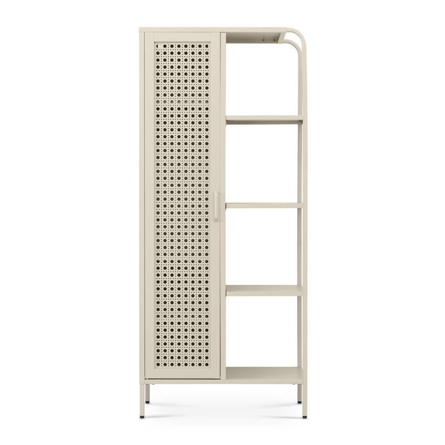 REGAL Industrielles Regal aus beigefarbenem Metallgitter mit 1 Tür und 4 Fächern - HERA - Beige, Metall (75/175/35cm) - Sicaan