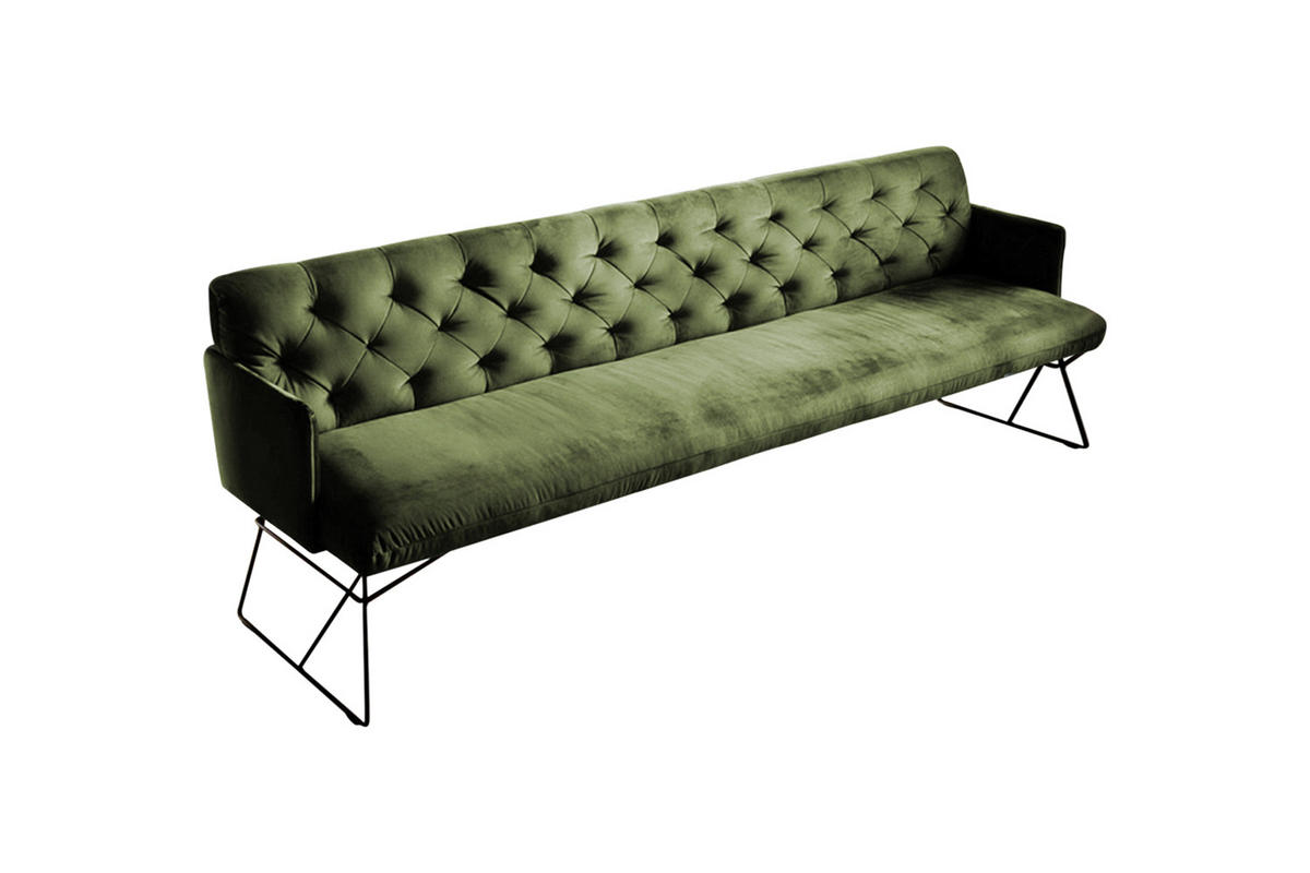 ESSZIMMERBANK CHARME Grün Velvet - Grün, Textil (186/85/68cm) - KAWOLA