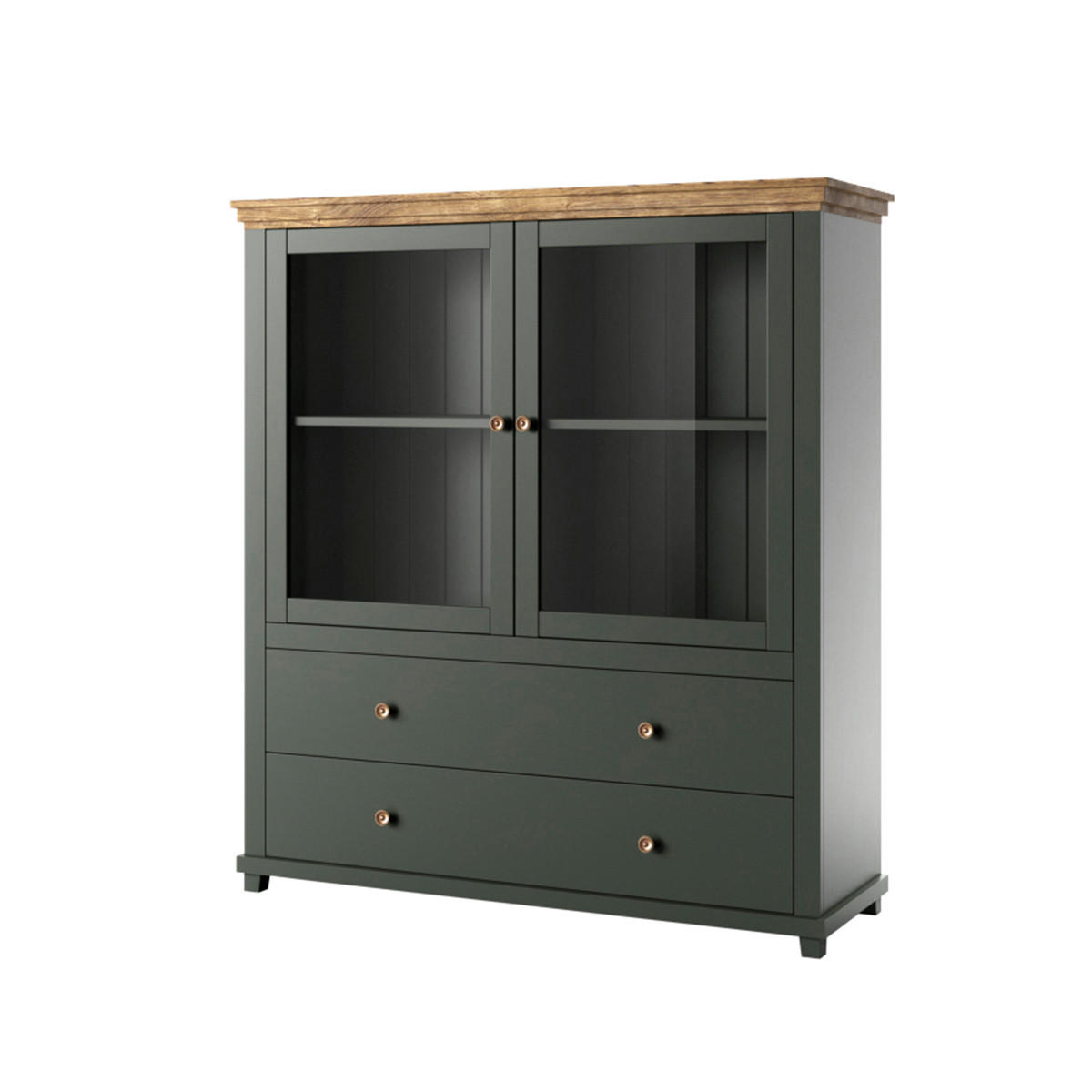 VITRÍNA Martin Zelená a dřevo - zelená barva, kompozitní dřevo (126/138/42cm) - Petits-meubles