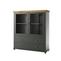 VITRÍNA Martin Zelená a dřevo - zelená barva, kompozitní dřevo (126/138/42cm) - Petits-meubles