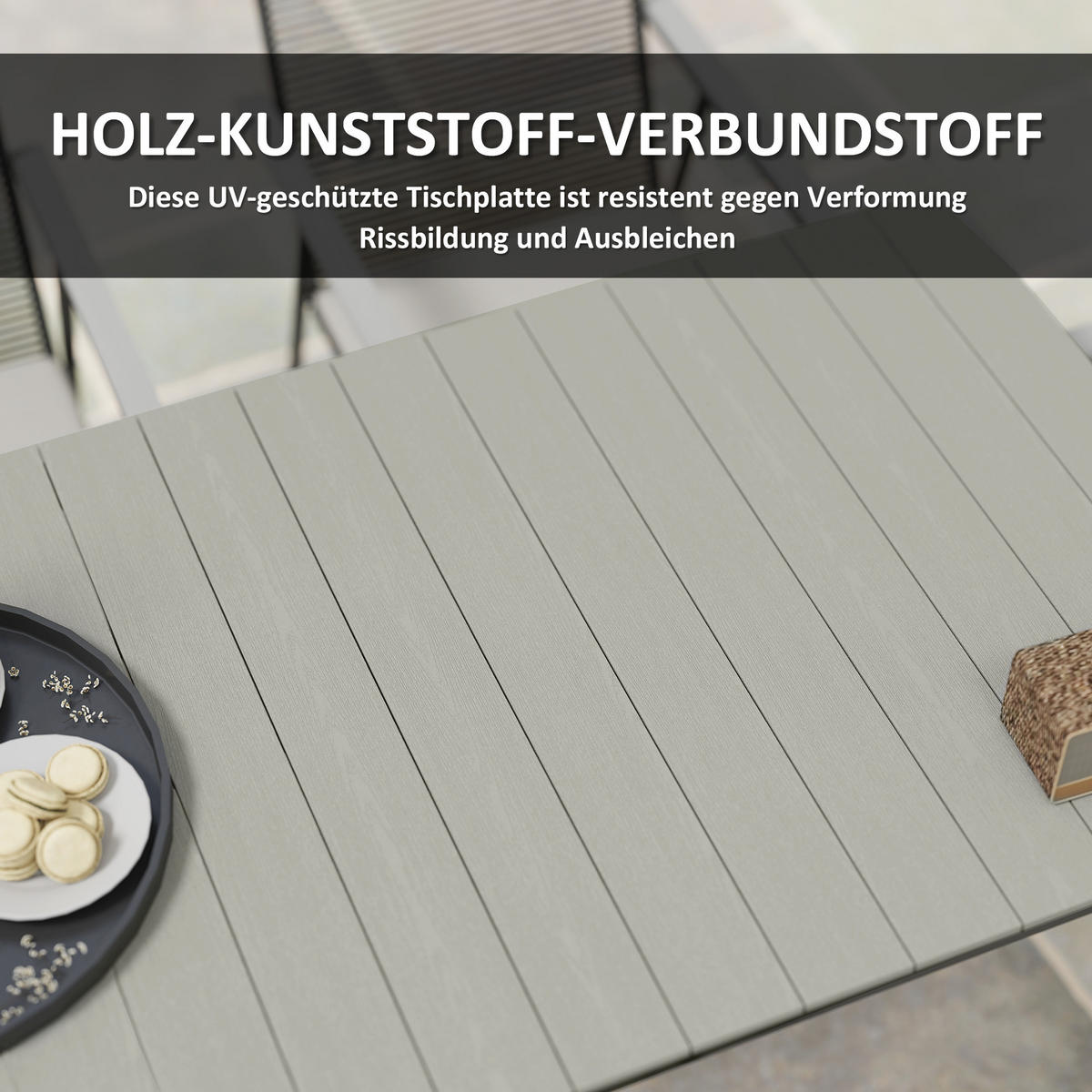 SITZGRUPPE 7-teilig für 6 Personen aus Metall - Grau, Metall - Outsunny