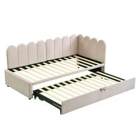 AUSZIEHBETT 90/180/200 cm DE-02037, in Beige, mit in L-Form - Beige, Metall (90/200cm) - ComfortXL