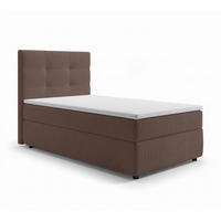 BOXBETT SAKARYA 100x200 cm mit Bettkasten und Matratze - Braun + TOPPER - Schwarz/Braun, Holz/Holzwerkstoff (100/200cm) - AX Living