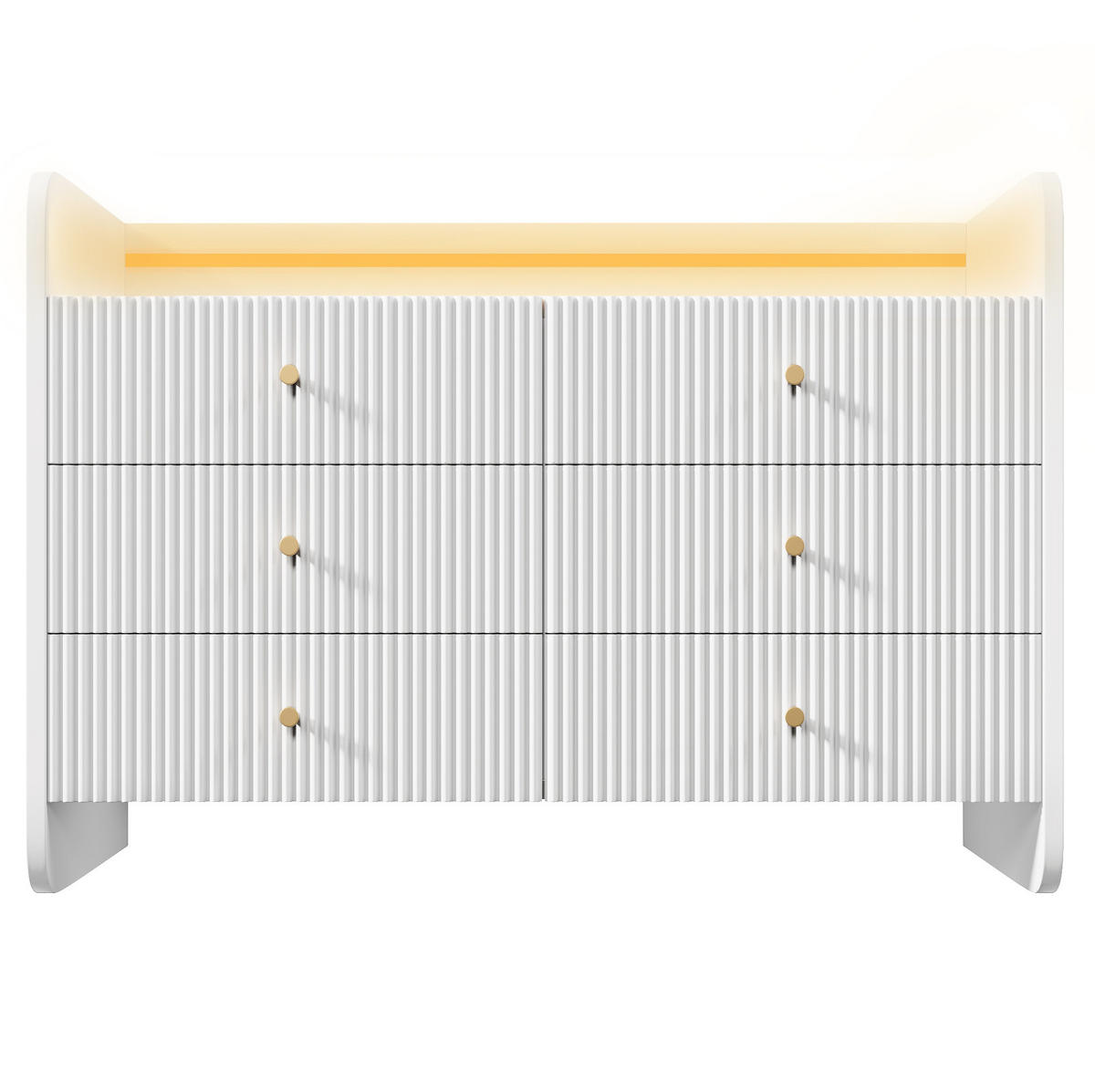 SIDEBOARD aus Spanplatte und Metall 40x120x75 cm Weiß mit LED-Beleuchtung und 6 Schubladen - Weiß, Holzwerkstoff (120/75/40cm) - IVMEU