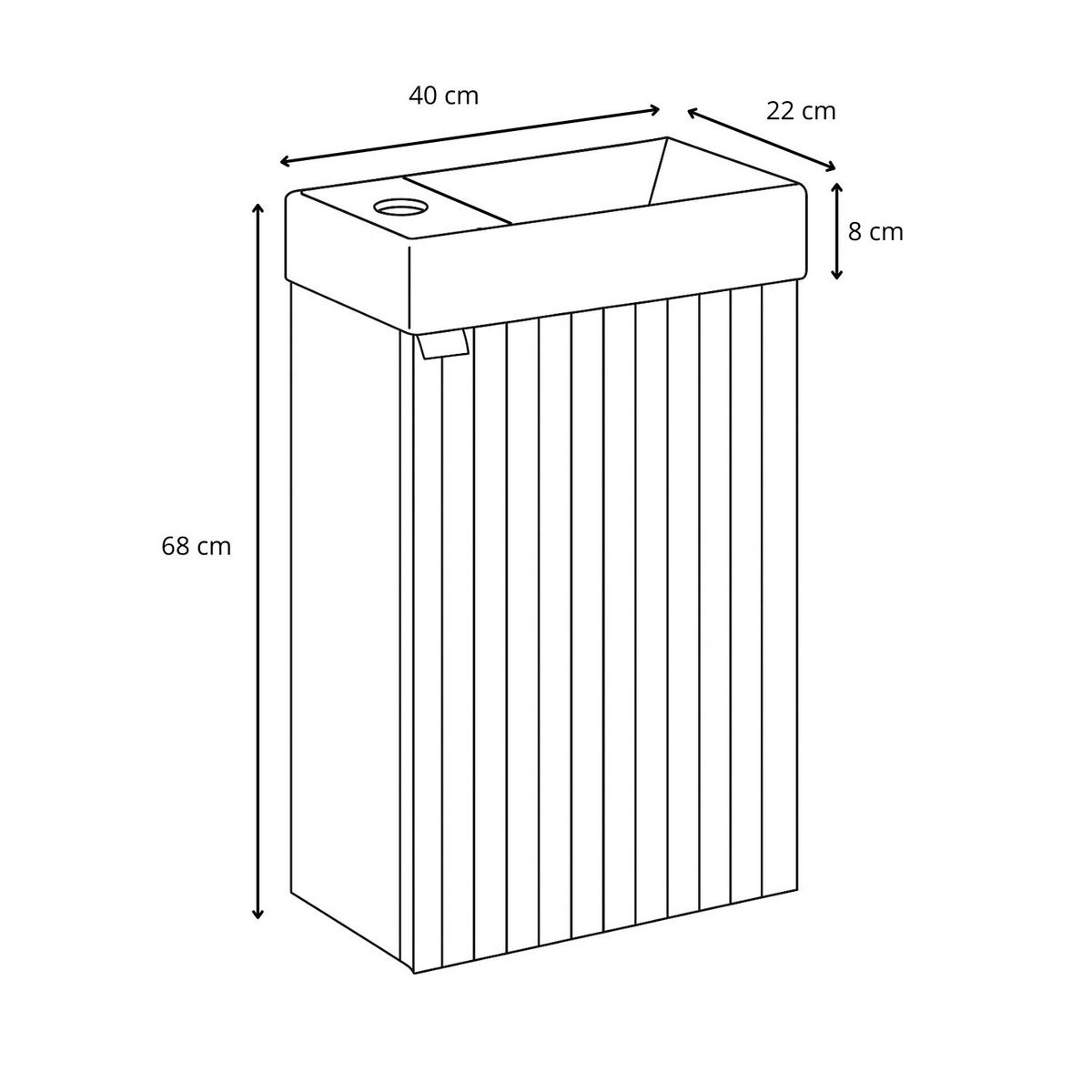 GÄSTE-WC-MÖBELSET Bosco 2 Teile Schwarz Matt - 40 x 22 x 68 cm - Schwarz, Holz (40/68/22cm) - Badplaats