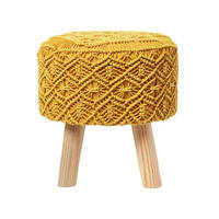 MAKRAMEE-HOCKER Willow gelb, 41/41/43 cm - Gelb, Textil (41/43/41cm) - Homescapes