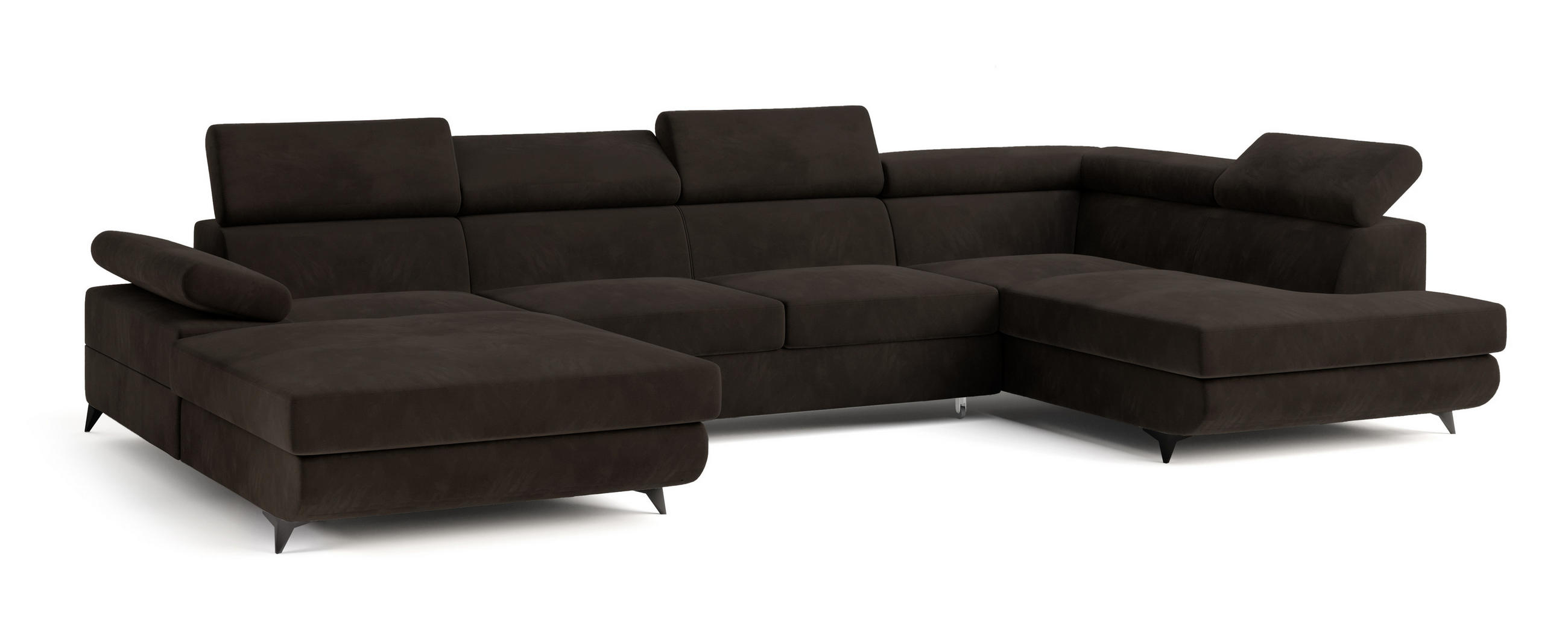 ROHOVÁ SEDAČKA RUBANO hnědá - černá/hnědá, kov/dřevo (339/190cm) - MASSENO