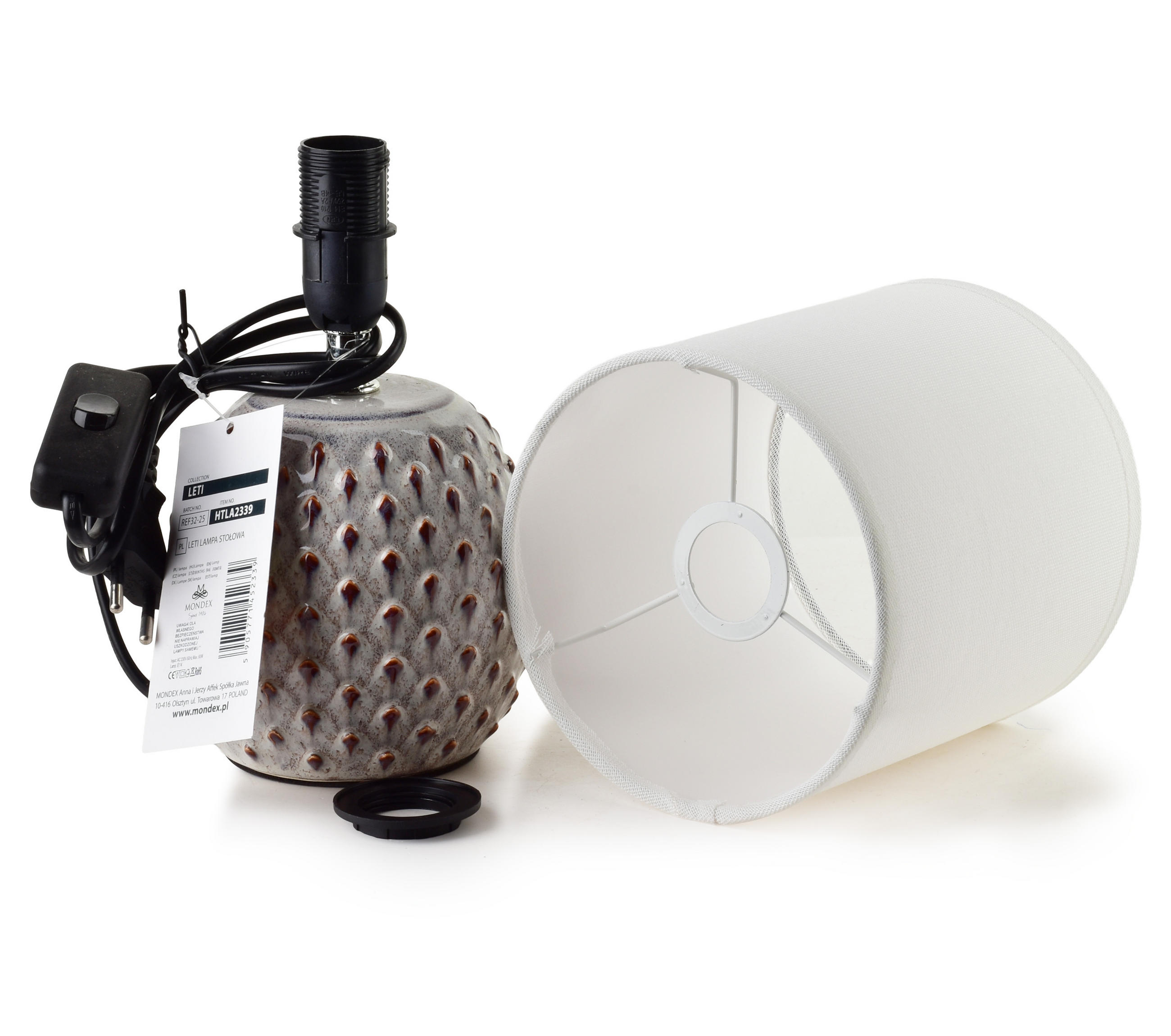 TISCHLAMPE Grau 10/14/28.5 cm Keramik - Grau, Keramik (10/14/28.5cm) - Mondex