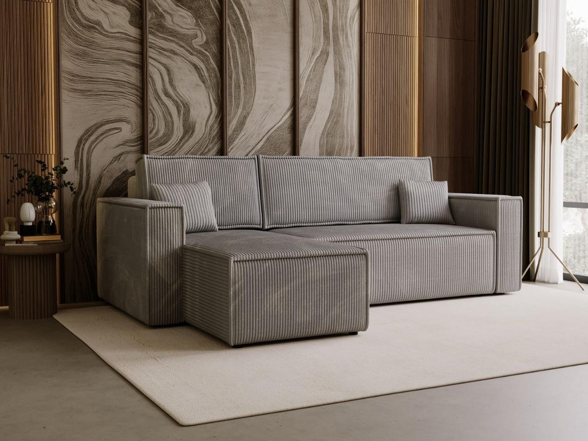 ECKSOFA Prato L Grau - Schwarz/Grau, Holz/Textil (253/145cm) - Graingold