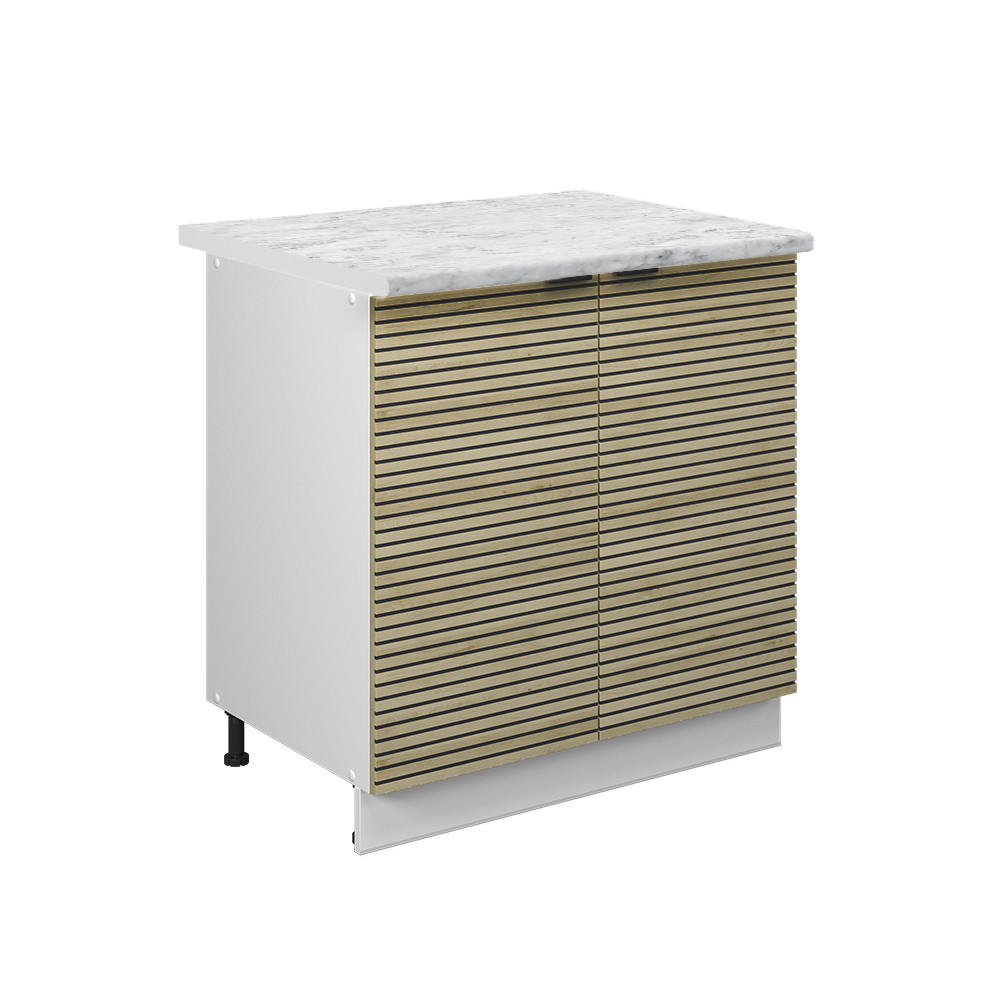 KÖKSUNDERSKÅP Fame-Line, Ekpanel/Vit, 80 cm Marmuras stalviršis Ekfärgad, Vit 82/80/60 cm