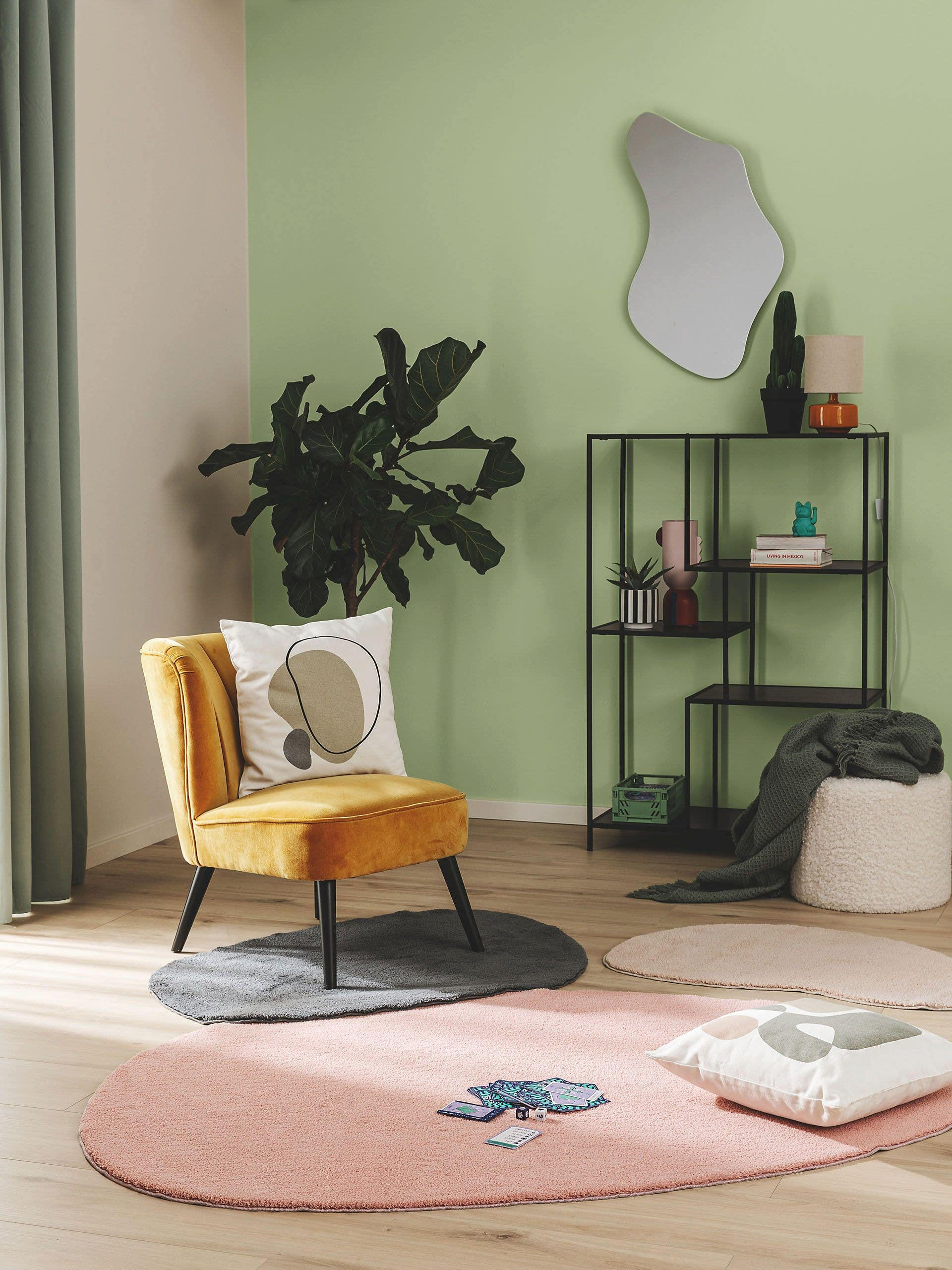 Thumbnail - benuta Pop Teppich, Rosa, Textil, Beton Optik, Freiform, 60x90 cm, wasserabweisend, Teppiche & Böden, Teppiche