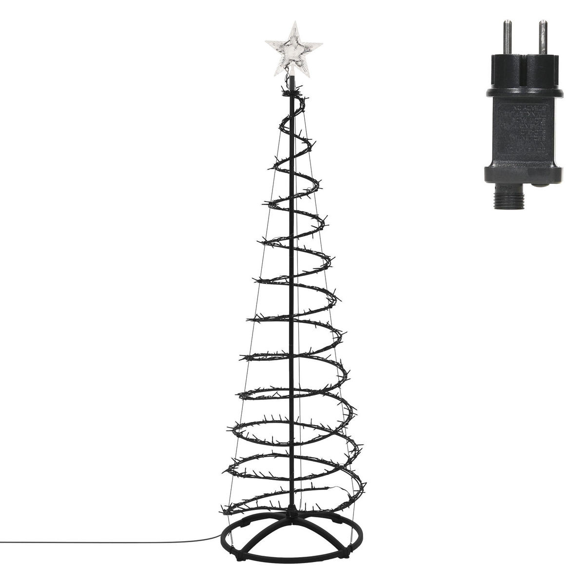 LED WEIHNACHTSBAUM Außen 150 cm Weihnachtsdeko mit Lichterkette 524 LED Warmweiß - Schwarz, Kunststoff (150cm) - ECD-Germany