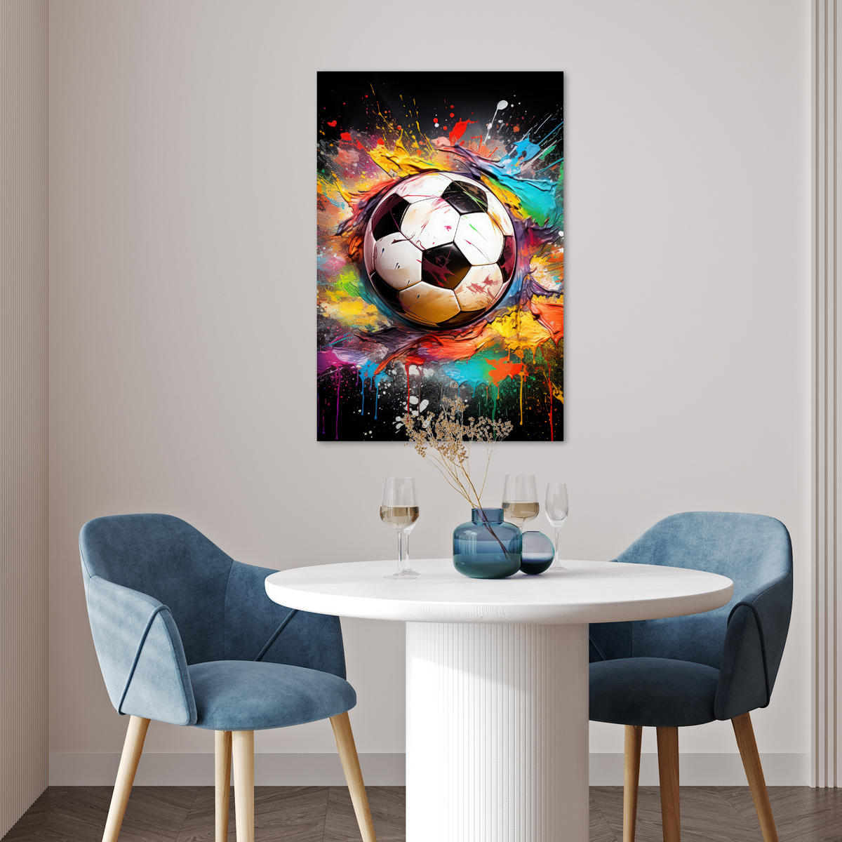 POSTER Fußball - Farbe - Farben - Schwarz - Weiß 40x60 cm - Weiß, Papier (40/60/0.1cm) - MuchoWow