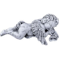 STEINFIGUR Engel liegend mit Flügel, Frostfest - Grau, Stein (33/11/17cm) - stoneandstyle