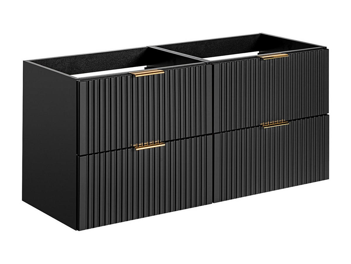 WASCHBECKENUNTERSCHRANK - Streifenoptik - Schwarz - 120 cm - ZEVARA - Schwarz, Holz (120/57/46cm) - Vente-Unique