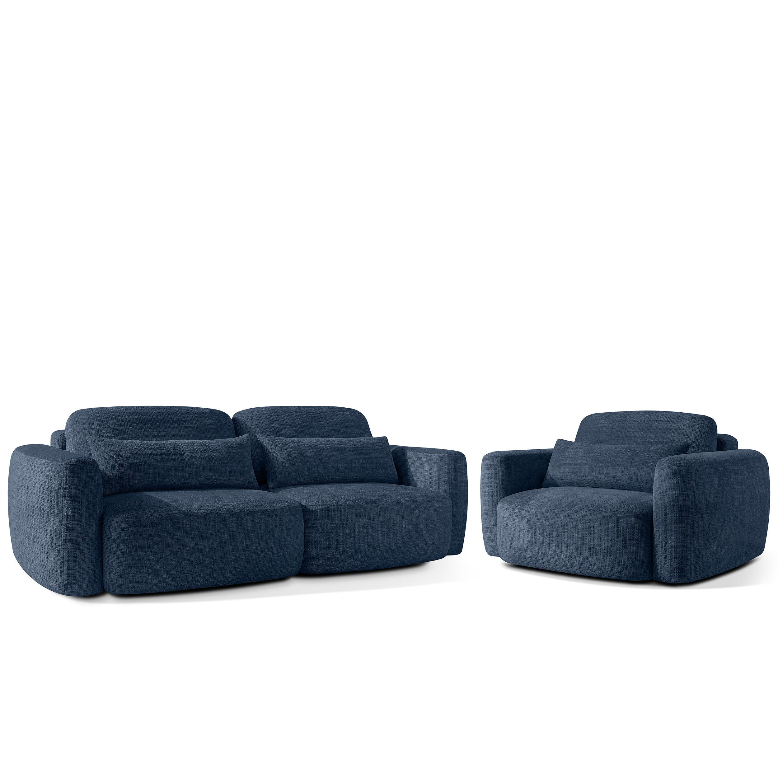 SITZGARNITUR ELOSA - Dunkelblau, Holz/Textil (245/85/115cm) - KONSIMO®