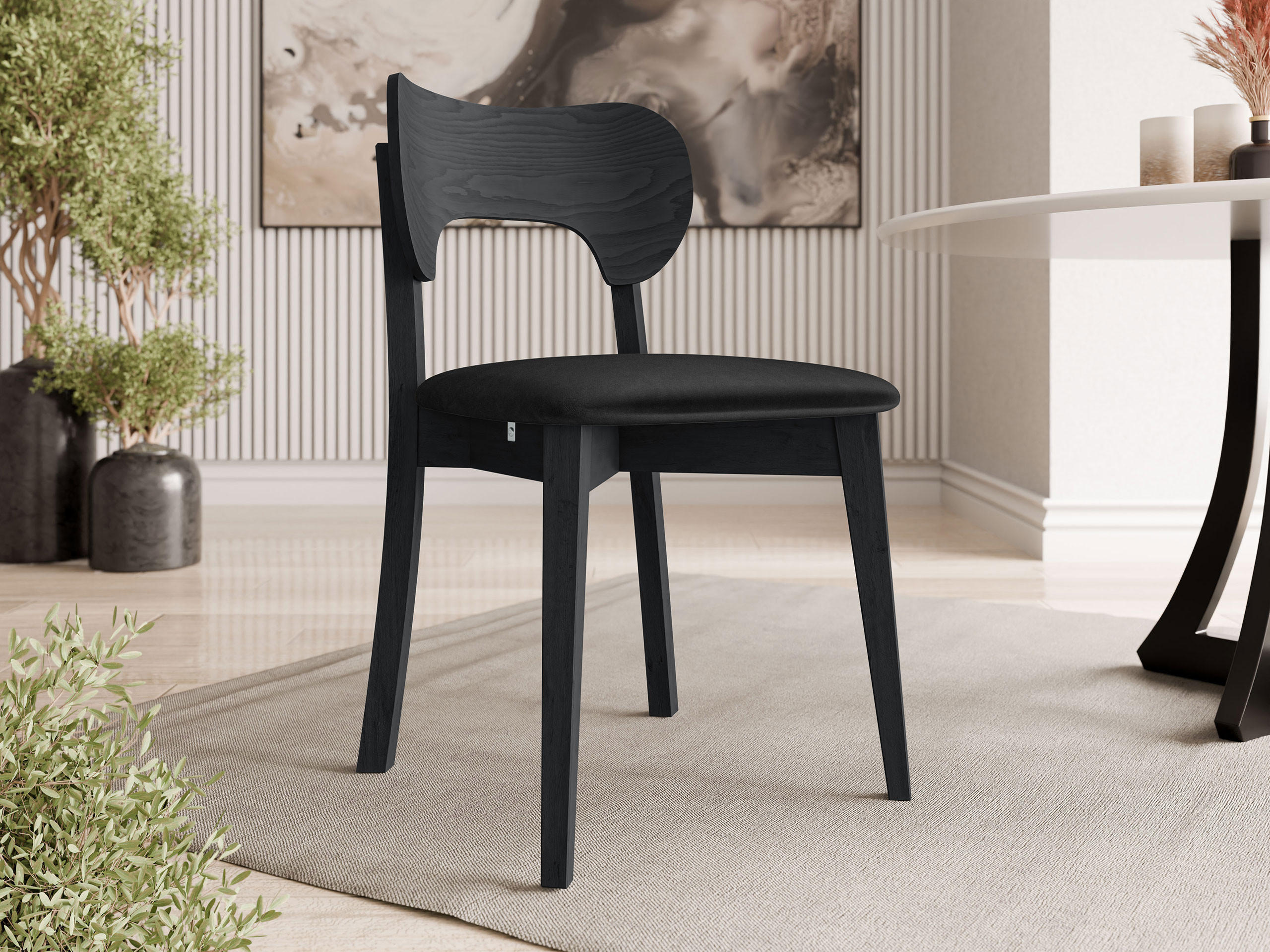 WOHNZIMMER STUHL KT64, Holzfarbe: Schwarz - Schwarz, Holz/Textil (48/80/51cm) - MIRJAN24