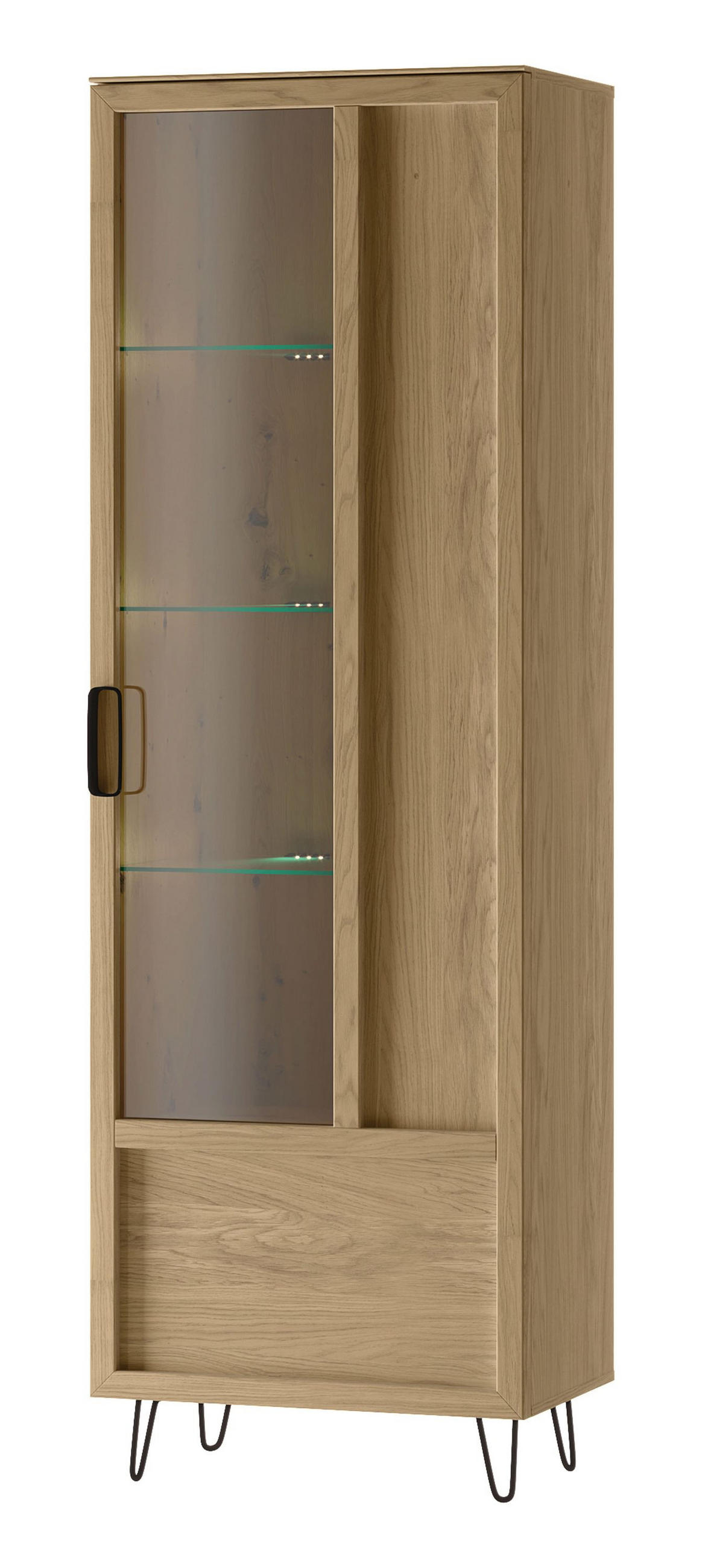 STANDVITRINE Limbo Eiche Artisan 65 / 42 / 200cm - Eiche Artisan/Braun, Holz/Metall (65/200/42cm) - Feldmann-Wohnen