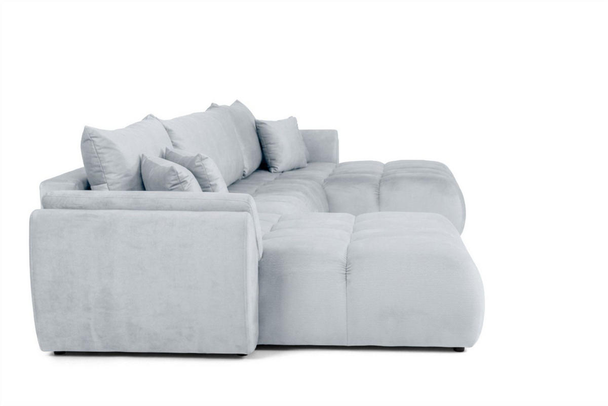 WOHNLANDSCHAFT Collin Mit Schlaffunktion - Hellgrau, Holzwerkstoff/Textil (382/85/185cm) - Fun Möbel
