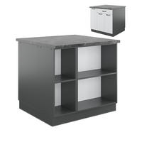 KÜCHENINSEL Fame-Line Weiß Landhaus/Anthrazit 90 cm mit Schublade ohne AP - Anthrazit/Creme, Holzwerkstoff (90/82/60cm) - Vicco