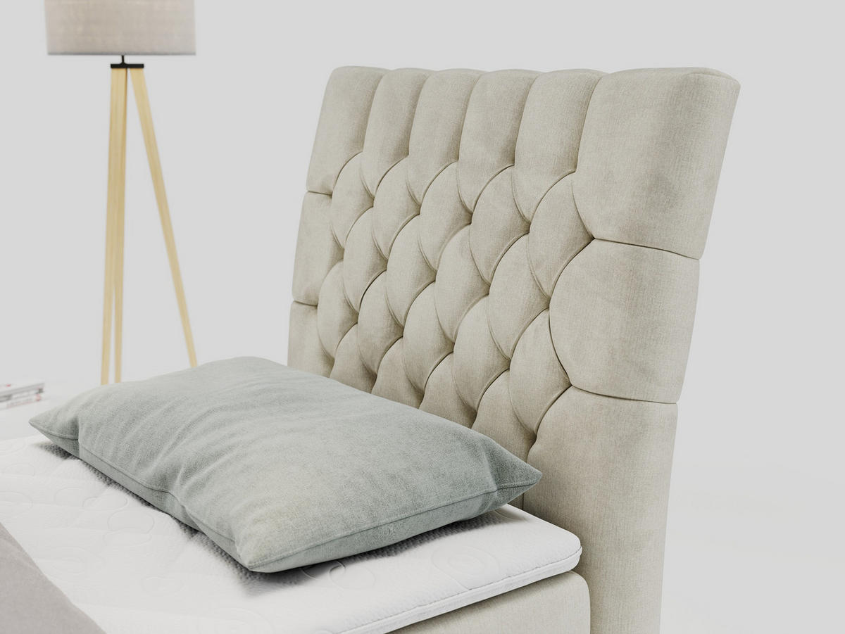 BOXBETT MILEN 90/200 Beige Velvet - H3 - Rechts Seite - Beige, Holz/Textil (90/200cm) - MKS