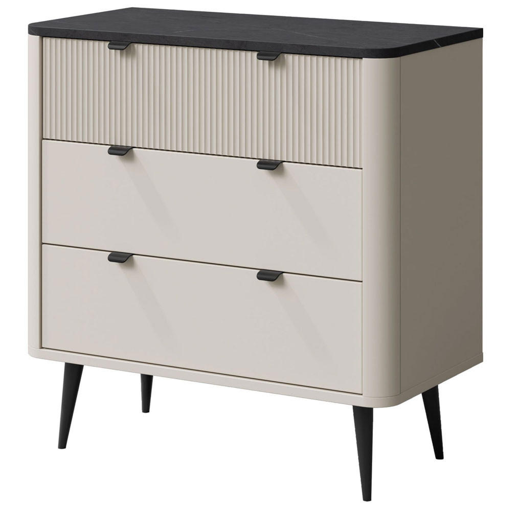 KOMMODE Marly Kaschmir / Graustein 90 / 40 / 82cm - Kaschmir/Beige, Holz/Holzwerkstoff (90/82/40cm) - Feldmann-Wohnen