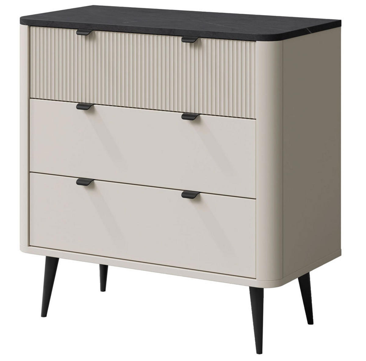 KOMMODE Marly Kaschmir / Graustein 90 / 40 / 82cm - Kaschmir/Beige, Holz/Holzwerkstoff (90/82/40cm) - Feldmann-Wohnen