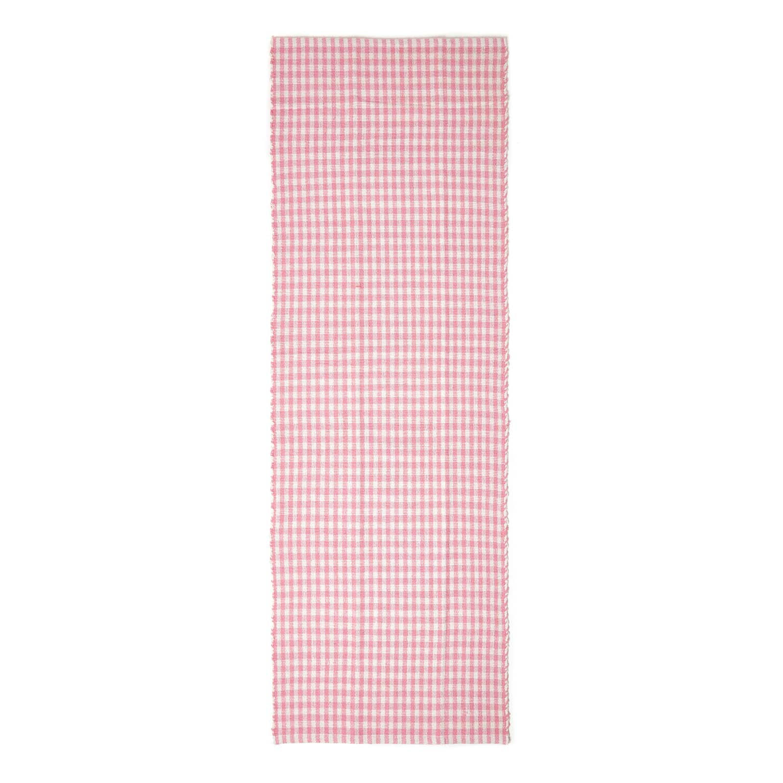 TEPPICHLÄUFER Vichy-Karo Baumwolle 66/200 cm - Rosa, Textil (66/200cm) - Homescapes