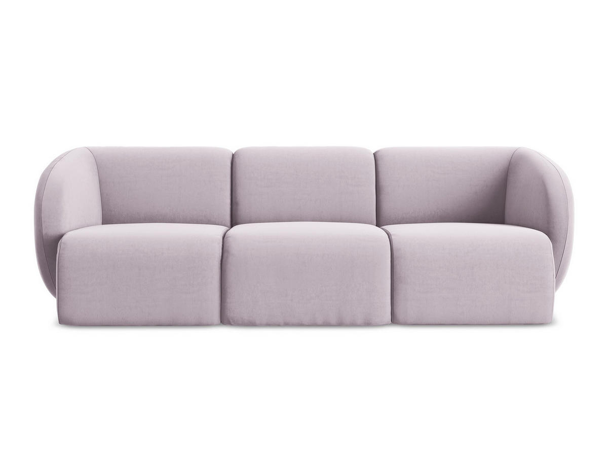 3-SITZER SOFA Samt Stoff Violett - Flieder/Schwarz, Holzwerkstoff/Kunststoff (244/75/94cm) - Makamii