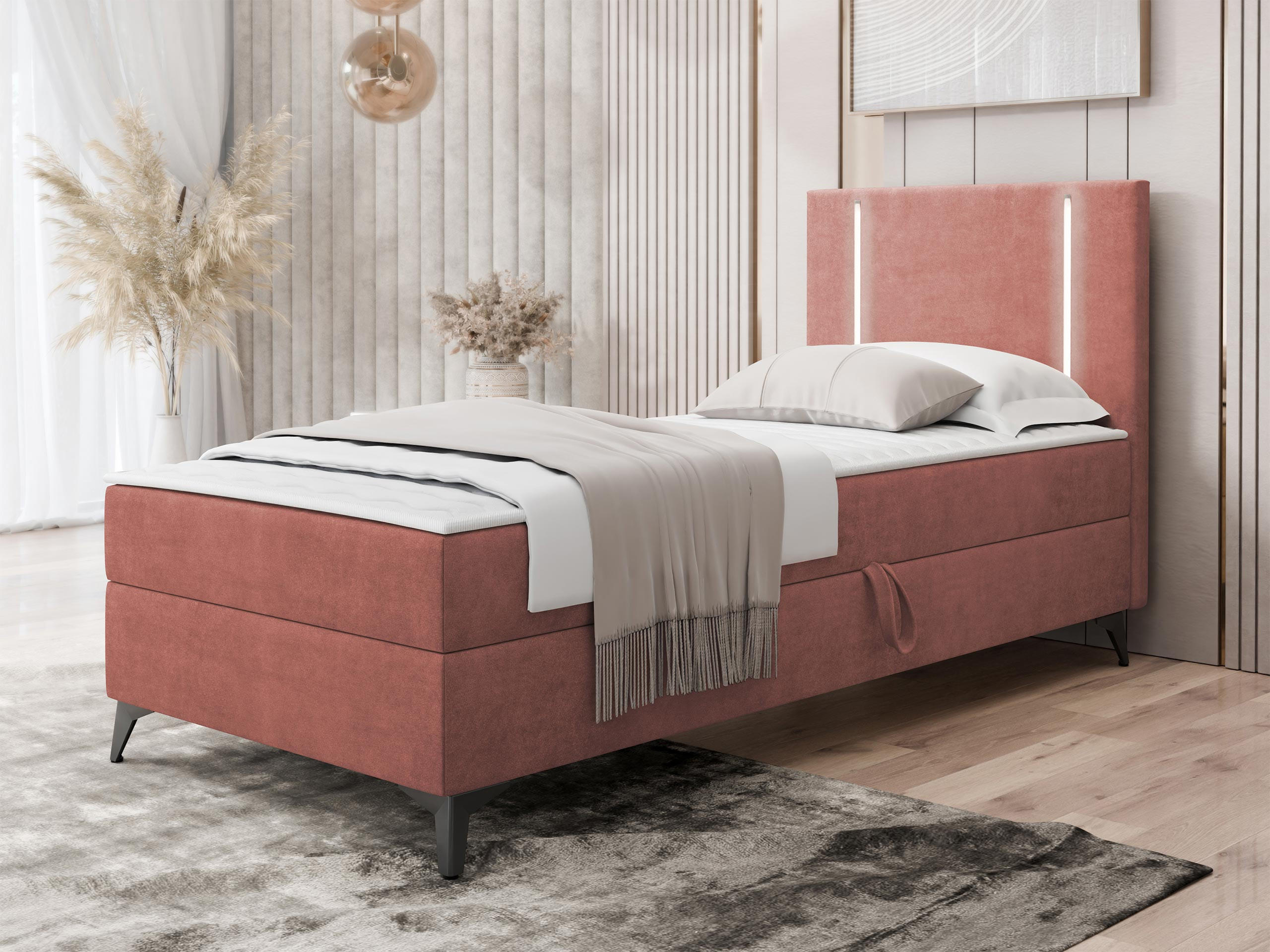 BOXBETT Ono 1, Setite: Rechts - Schwarz/Braun, Holz/Textil (90/200cm) - MIRJAN24