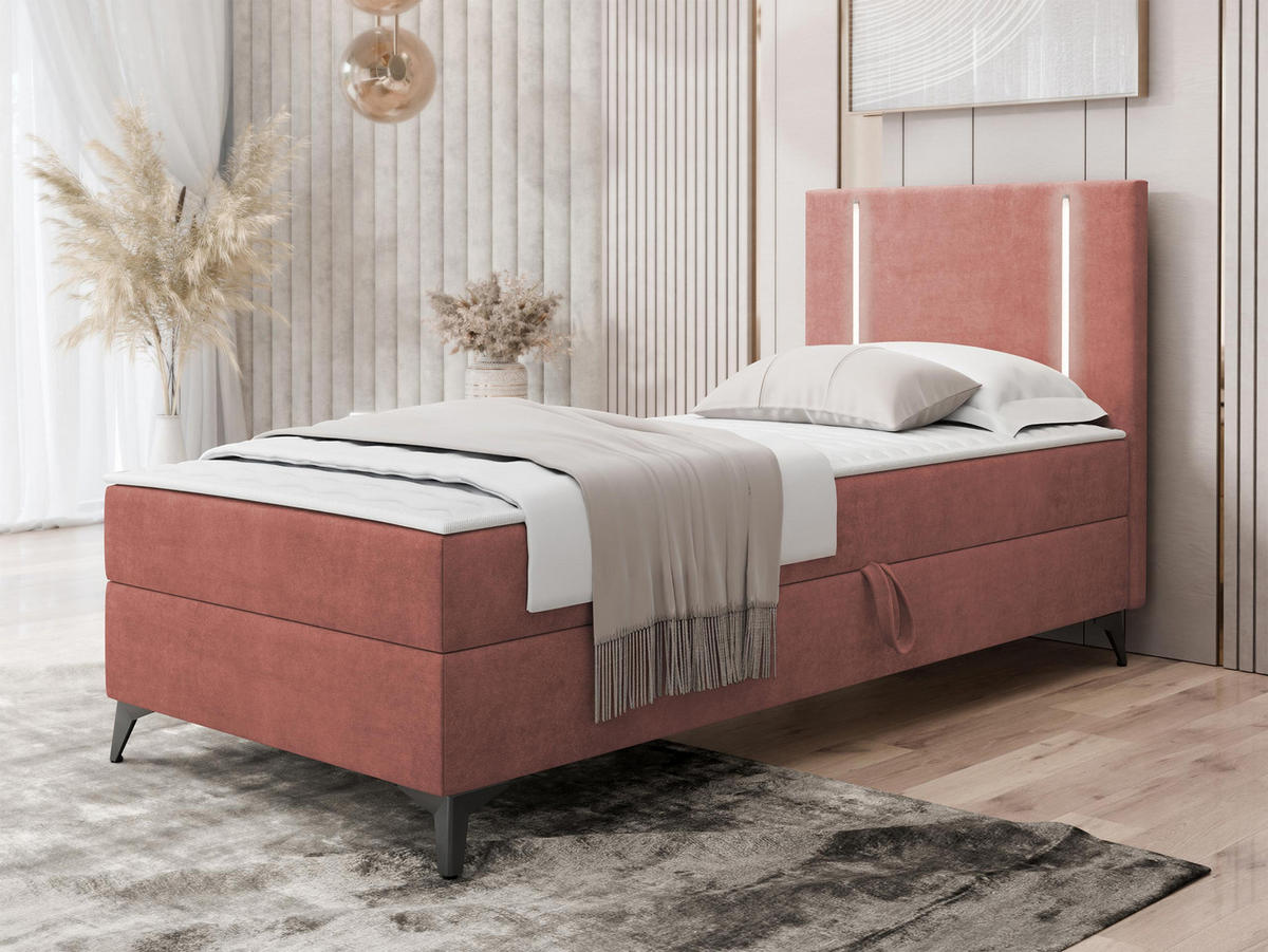 BOXBETT Ono 1, Setite: Rechts - Schwarz/Braun, Holz/Textil (90/200cm) - MIRJAN24