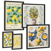 BILDER SET 5er Set - 50x50 cm & 20x30 cm & 40x60 cm Schwarzer Rahmen - Zitronenbäume in der Sonne - Schwarz, Kunststoff (40/60cm) - TULUP