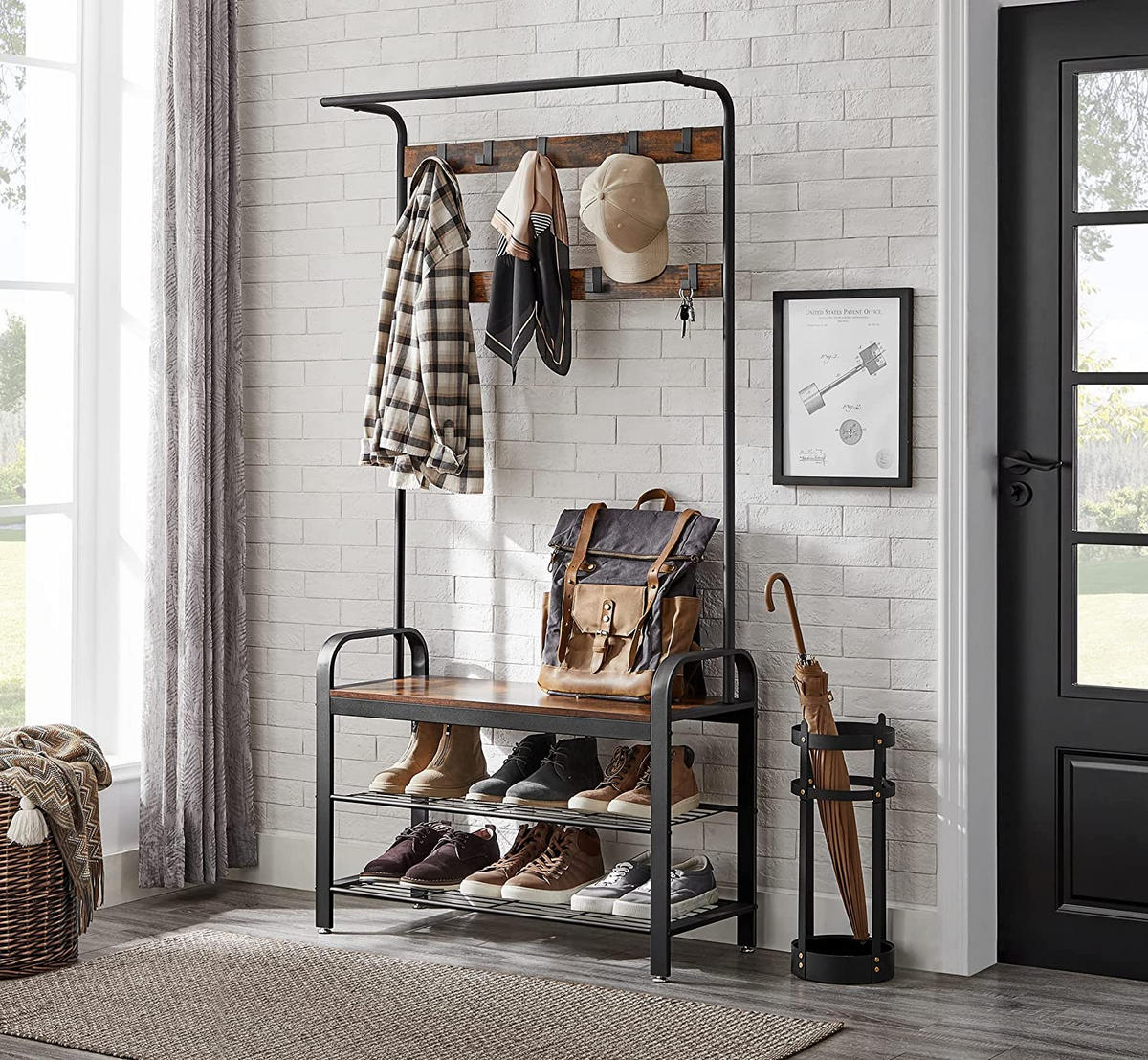 GARDEROBENSTÄNDER KLEIDERSTÄNDER - Braun, Holzwerkstoff (33.7/183/84cm) - Hansiro