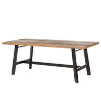ESSTISCH - Massivholz Pinie / Metall - Braun, Holz (100/200/76cm) - home24