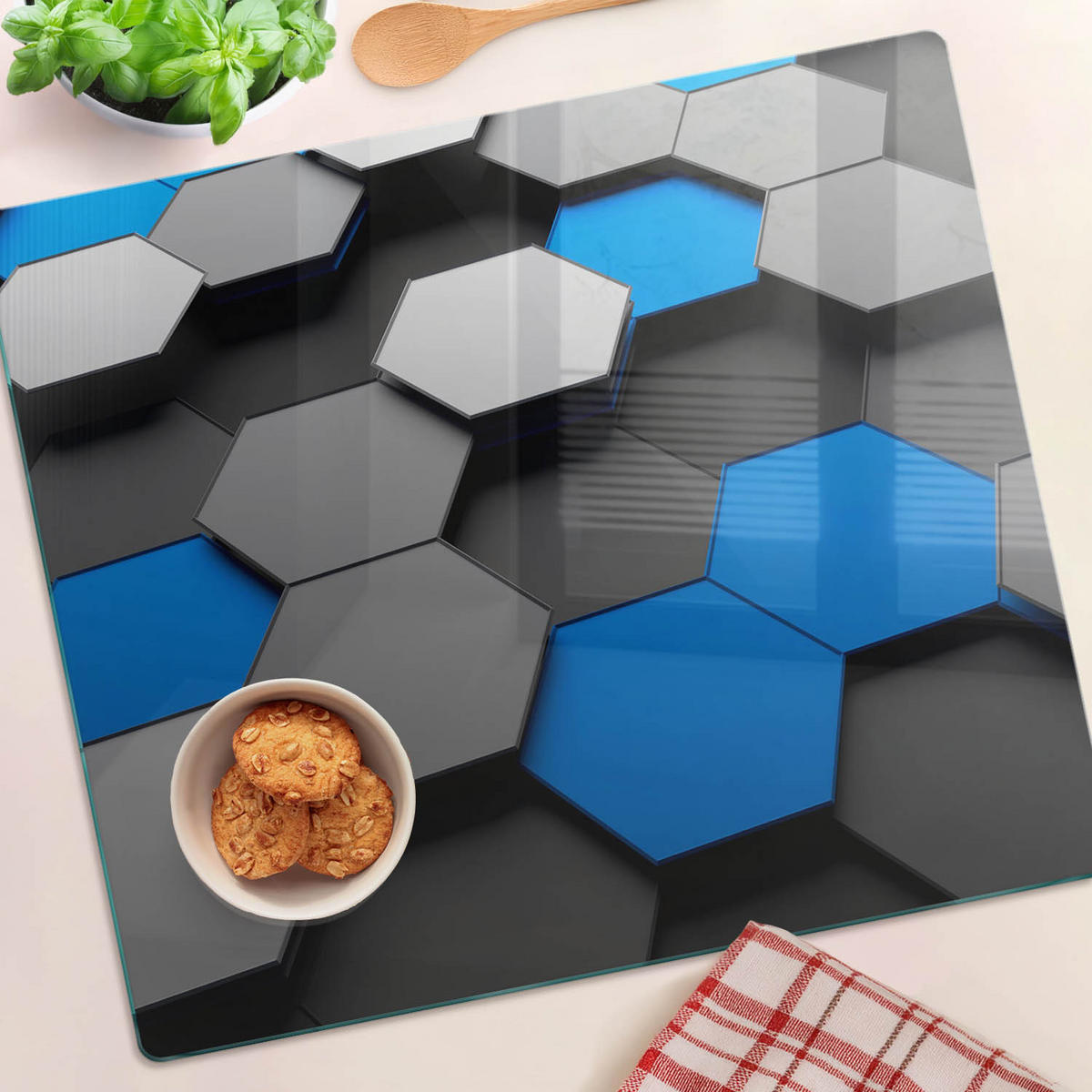 GLASPLATTE 60x52 cm 3D - Schwarz, Glas (60/0.4/52cm) - TULUP
