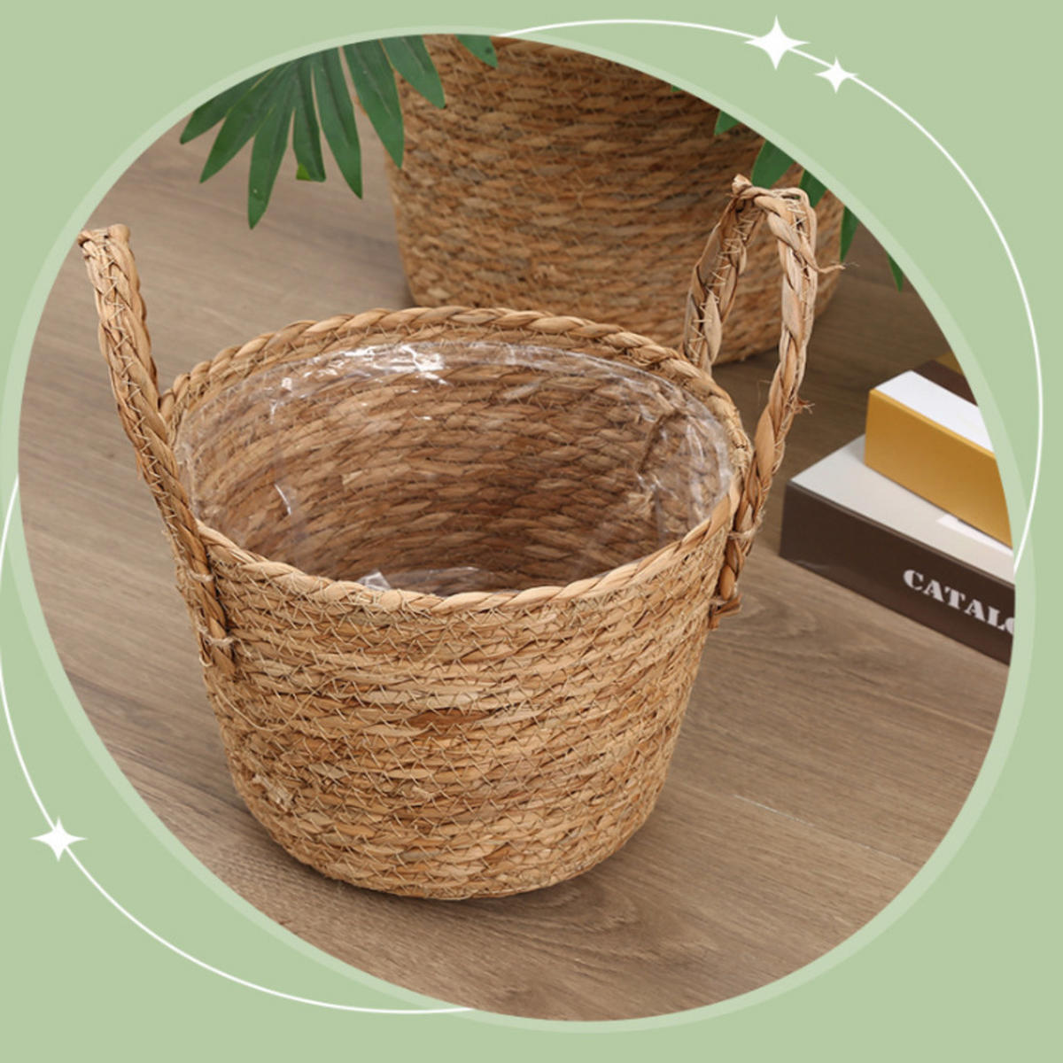 BLUMENTOPF, Geflochtenes Rattan, 29 × 34 cm, 2 Stück - Braun, Naturmaterialien (29/34cm) - Weltevree
