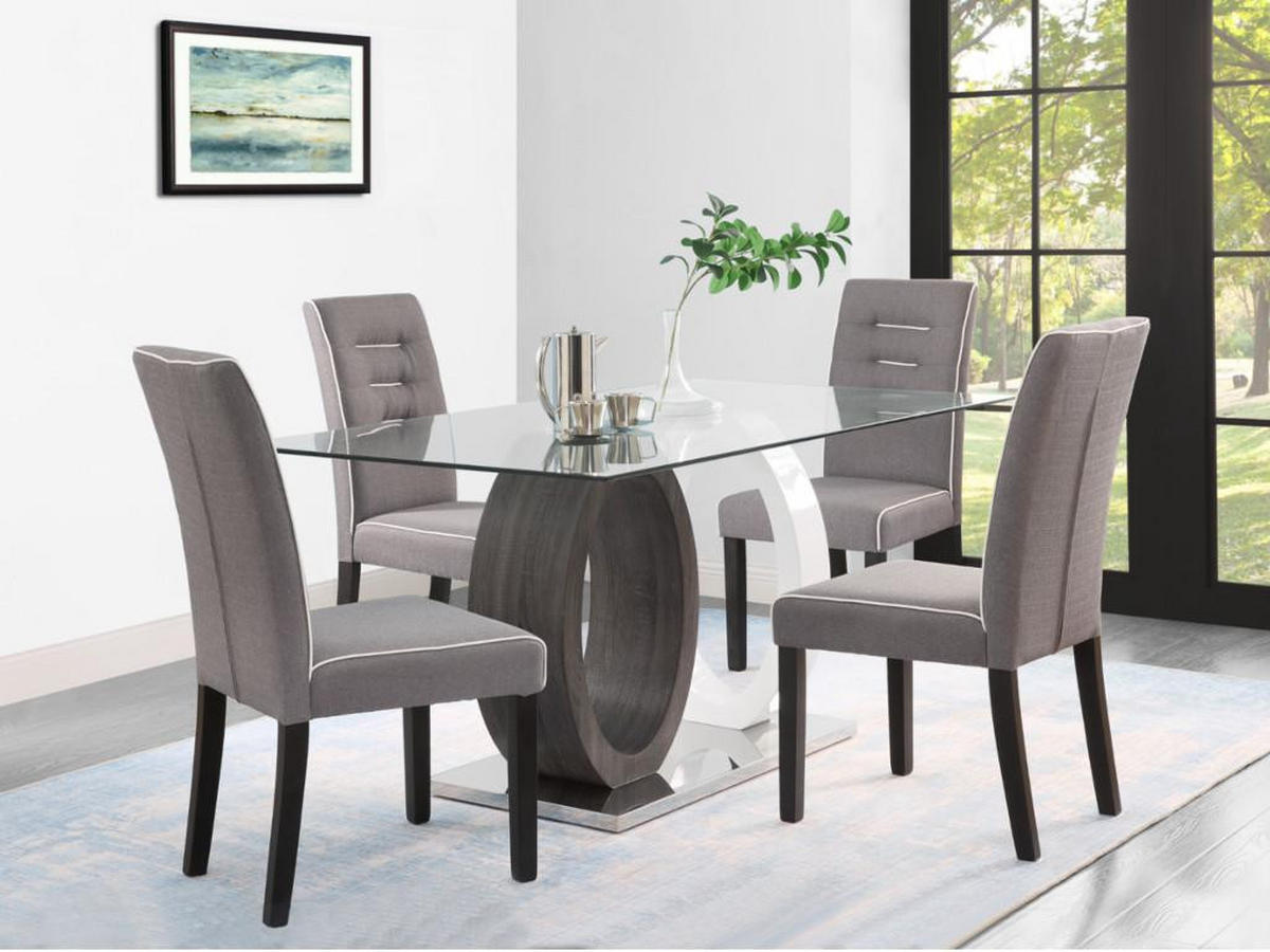 STUHL 2er-Set - Stoff & Kautschukholz - Grau - GABELLE - Grau, Textil (59.5/100/47cm) - Vente-Unique