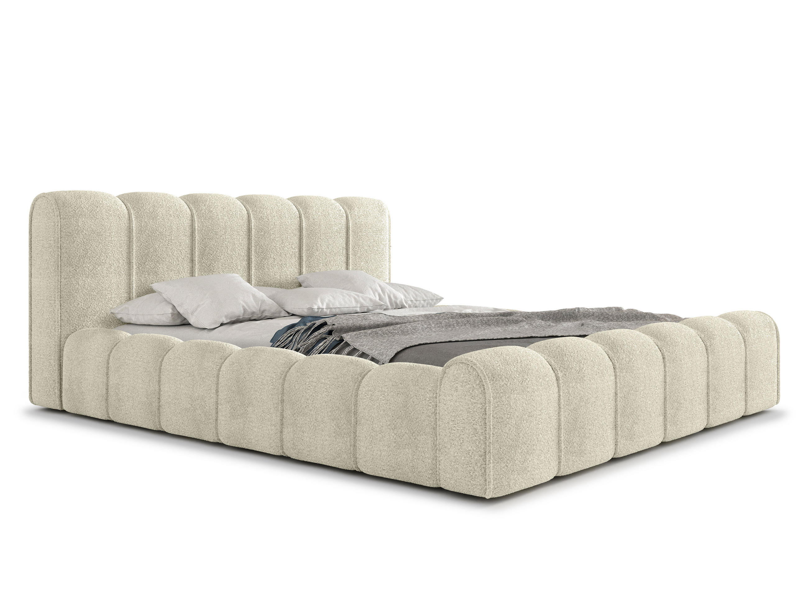 POLSTERBETT Adell Beige 180/200 cm Boucle mit Bettkasten - Beige, Textil/Metall (180/200cm) - wonello