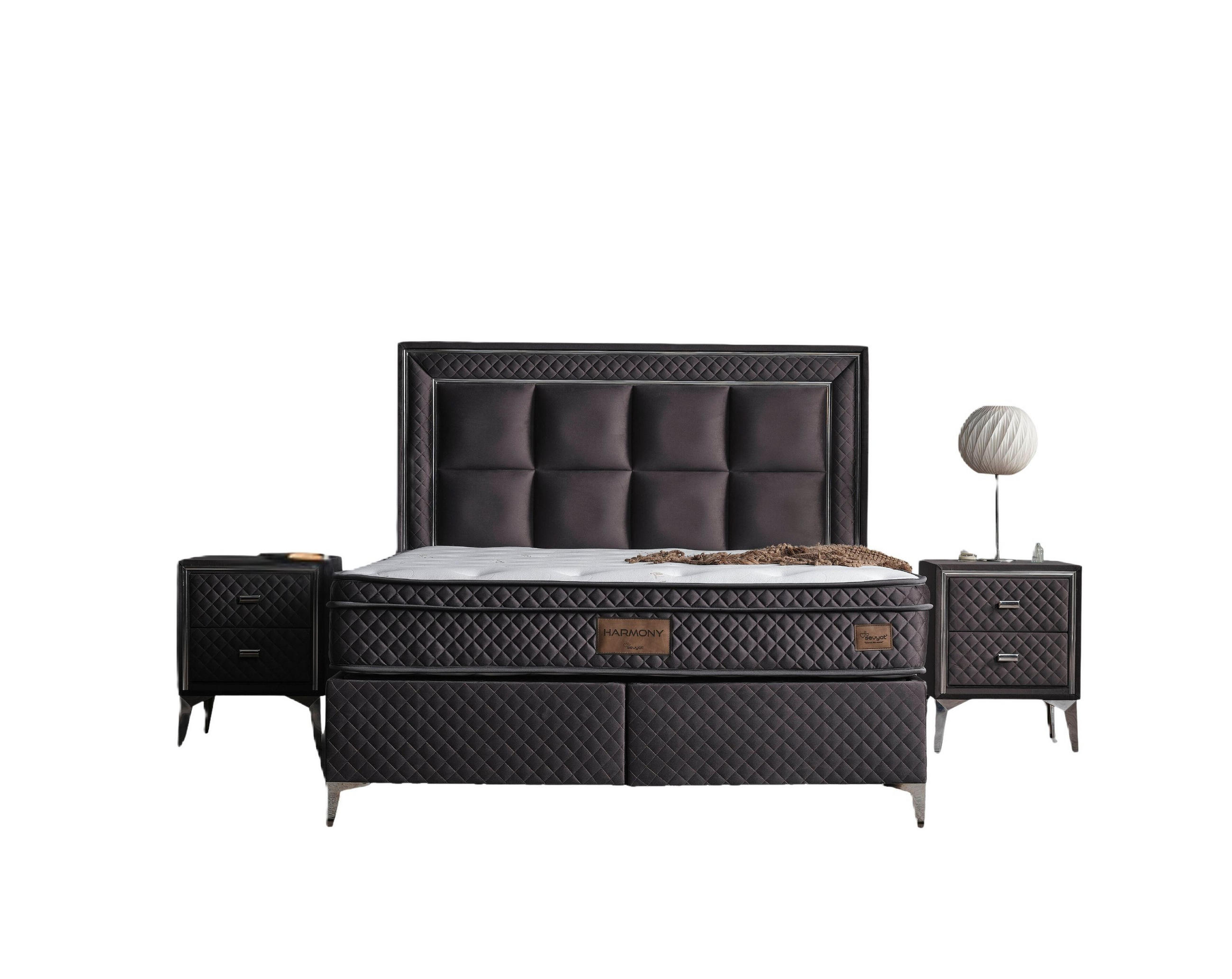 POLSTERBETTSET Harmony 150x200 Anthrazit - Anthrazit, Textil/Metall (150/200cm) - Villa Möbel