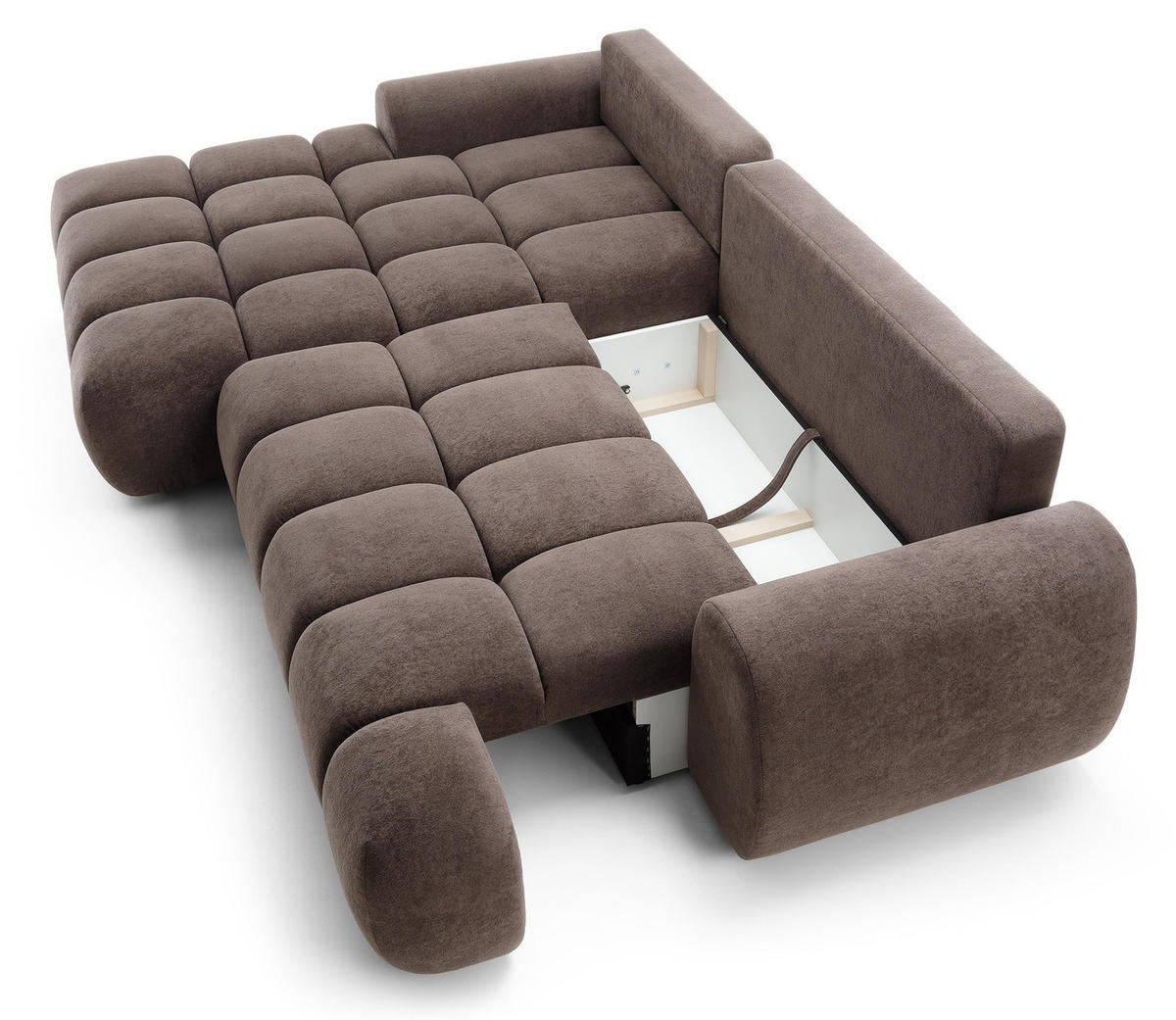 ECKSOFA 280 cm Valerio mit Bettkasten, 280 cm, Links, Schlaffunktion, Braun - Braun, Holz (280/177cm) - Emporius