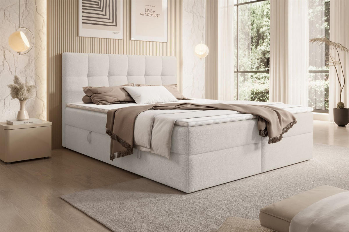 BOXBETT Arturo In Freya - Weiß, Holzwerkstoff/Textil (180/200cm) - Fun Möbel