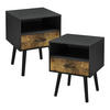 BEISTELLTISCH-SET 2 TLG. Gävle - Dunkelbraun/Schwarz, Holz/Holzwerkstoff (40/42/57cm) - [en.casa]