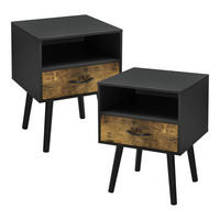 BEISTELLTISCH-SET 2 TLG. Gävle - Dunkelbraun/Schwarz, Holz/Holzwerkstoff (40/42/57cm) - [en.casa]