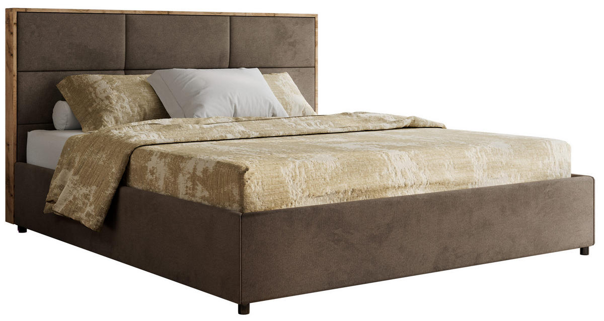 POLSTERBETT LERIO CLASSIC 180/200 - Braun Velvet - ohne Matratze - Braun, Textil (180/200cm) - MKS