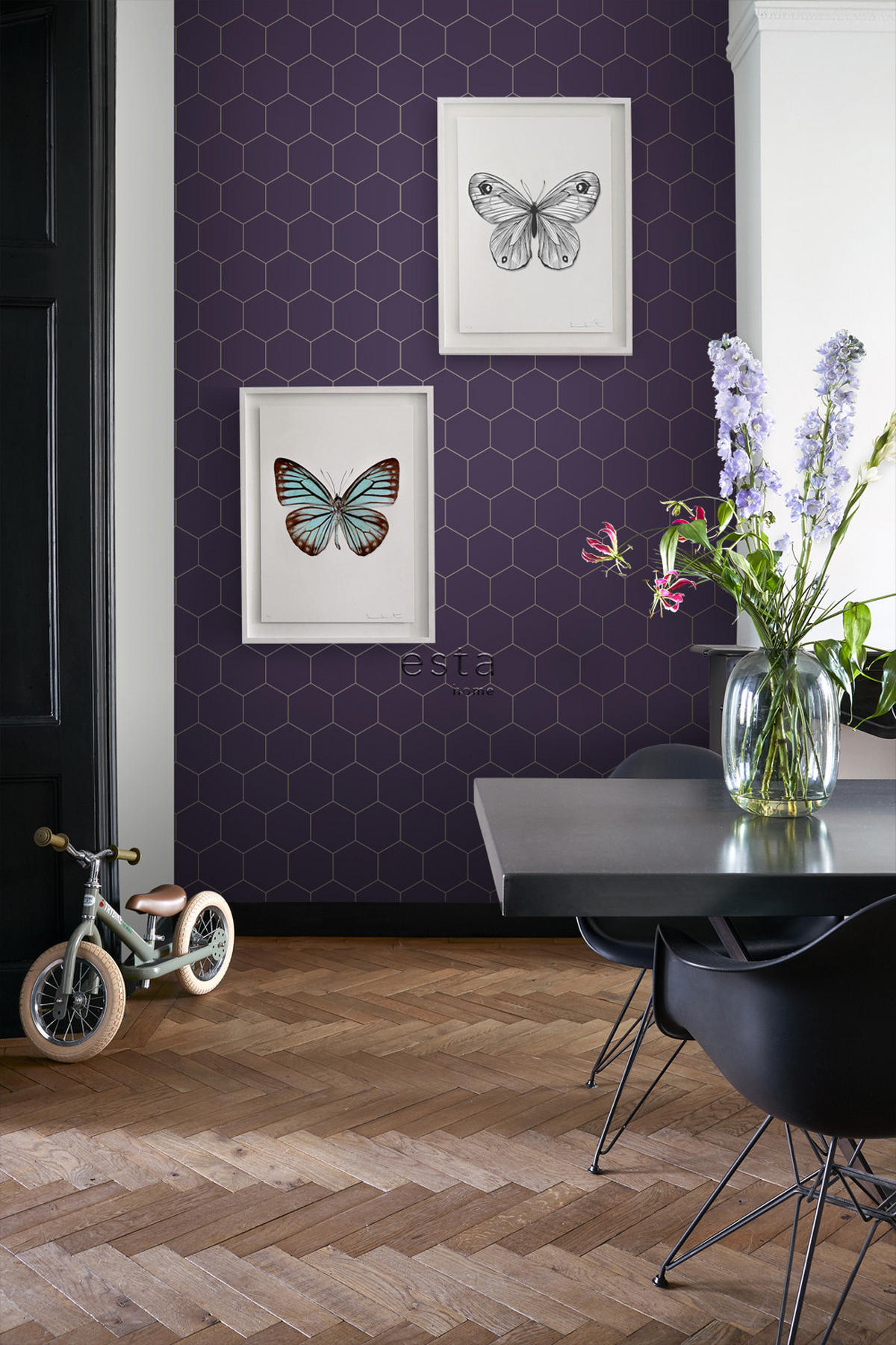 TAPETE Wabenmuster 53 cm x 10.05 m - Lila, Papier (53/1000cm) - ESTAhome