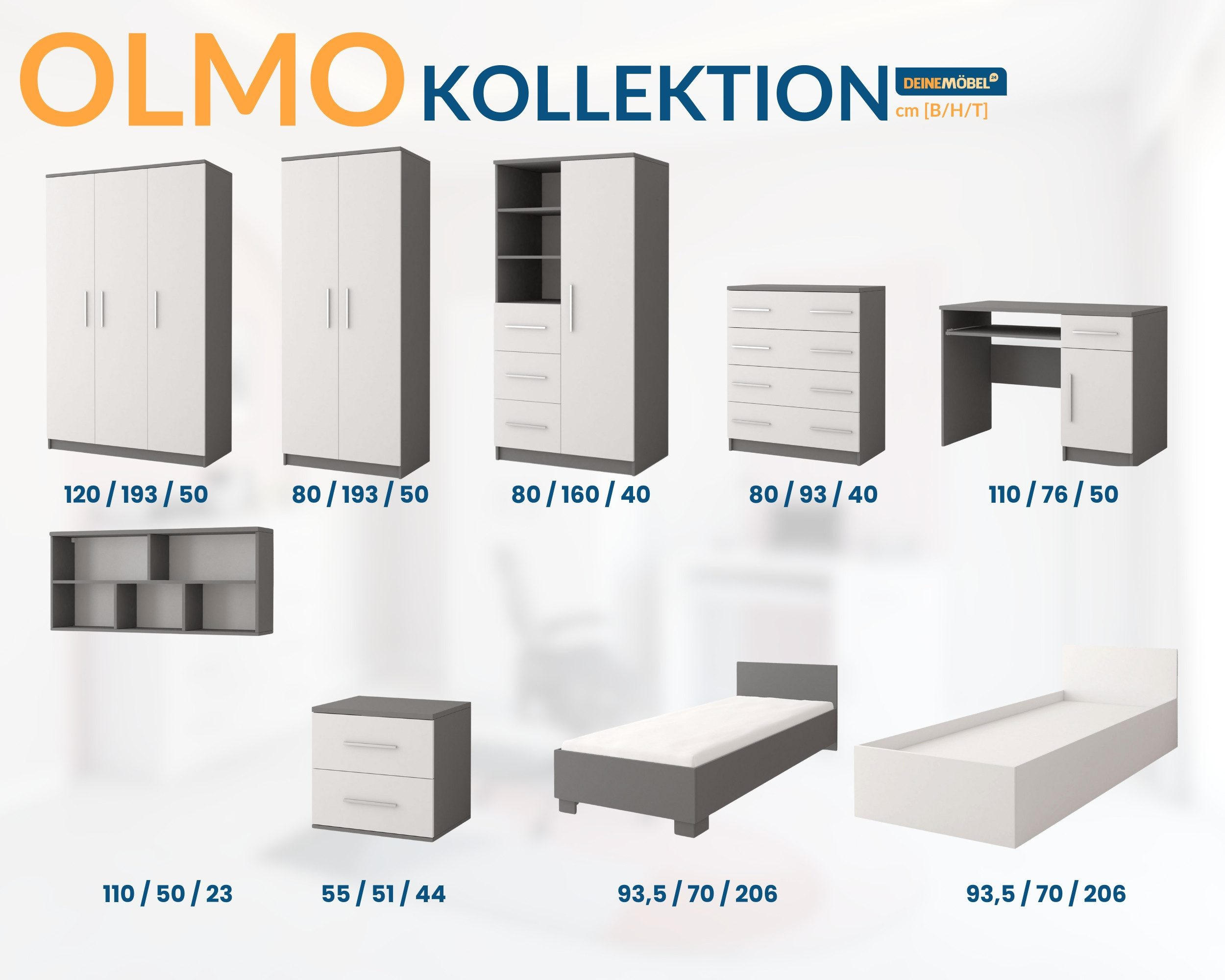 Thumbnail - Deine Möbel 24 Kinder-Wandregal, Grau, Holzwerkstoff, 110x55x27 cm, Kinder- & Jugendzimmer, Kindermöbel, Kinderregale